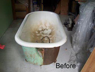 Clawfoot Tub Restored Including Gold Feet - Before